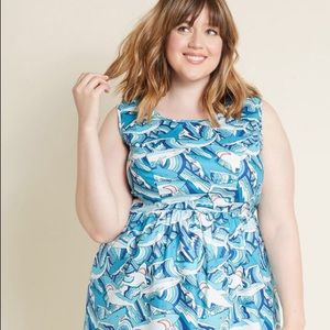 [Modcloth] Retrolicious Shark Print Dress 🦈 XL
